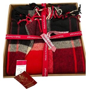 Roca Home Plaid Oversized Fringed Throw Blanket Made in Portugal